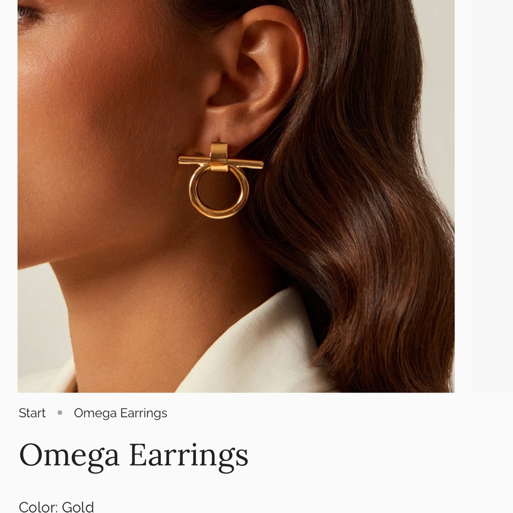 Omega Gold Hoop-and-Bar Earrings